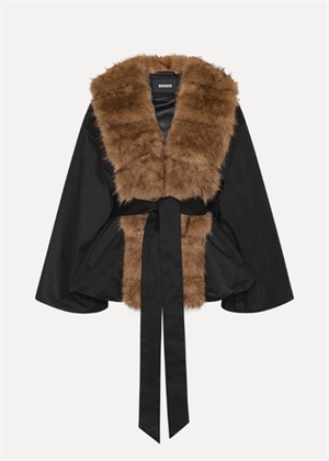 Donatella short fake fur collar jakke Black ROTATE